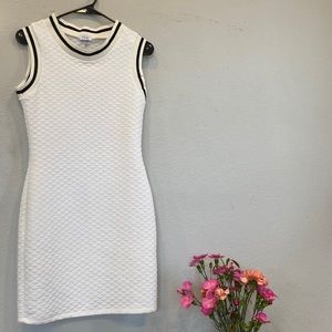 White dress with black trim